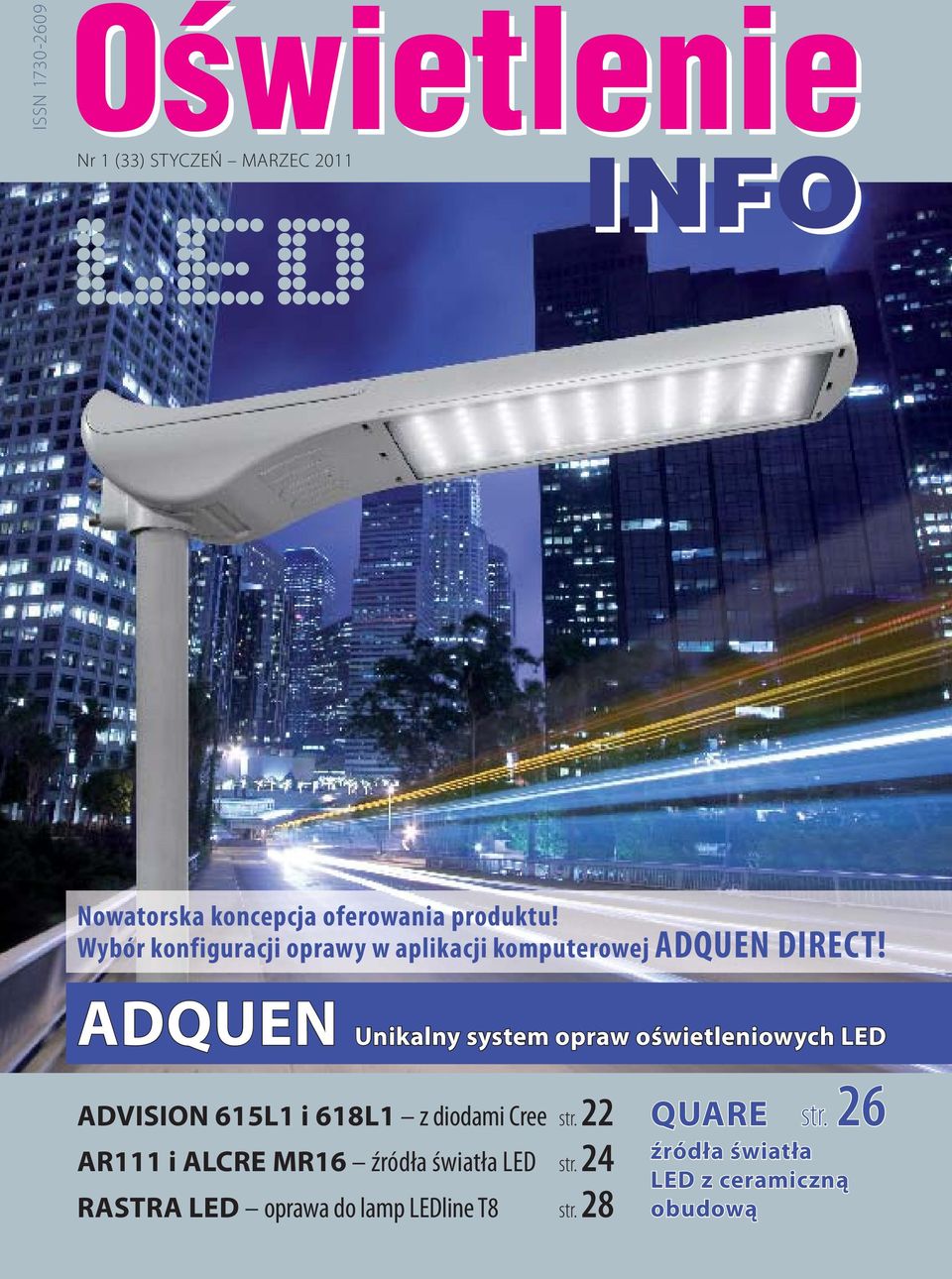 ADQUEN Unikalny system opraw oświetleniowych LED ADVISION 615L1 i 618L1 z diodami Cree AR111 i