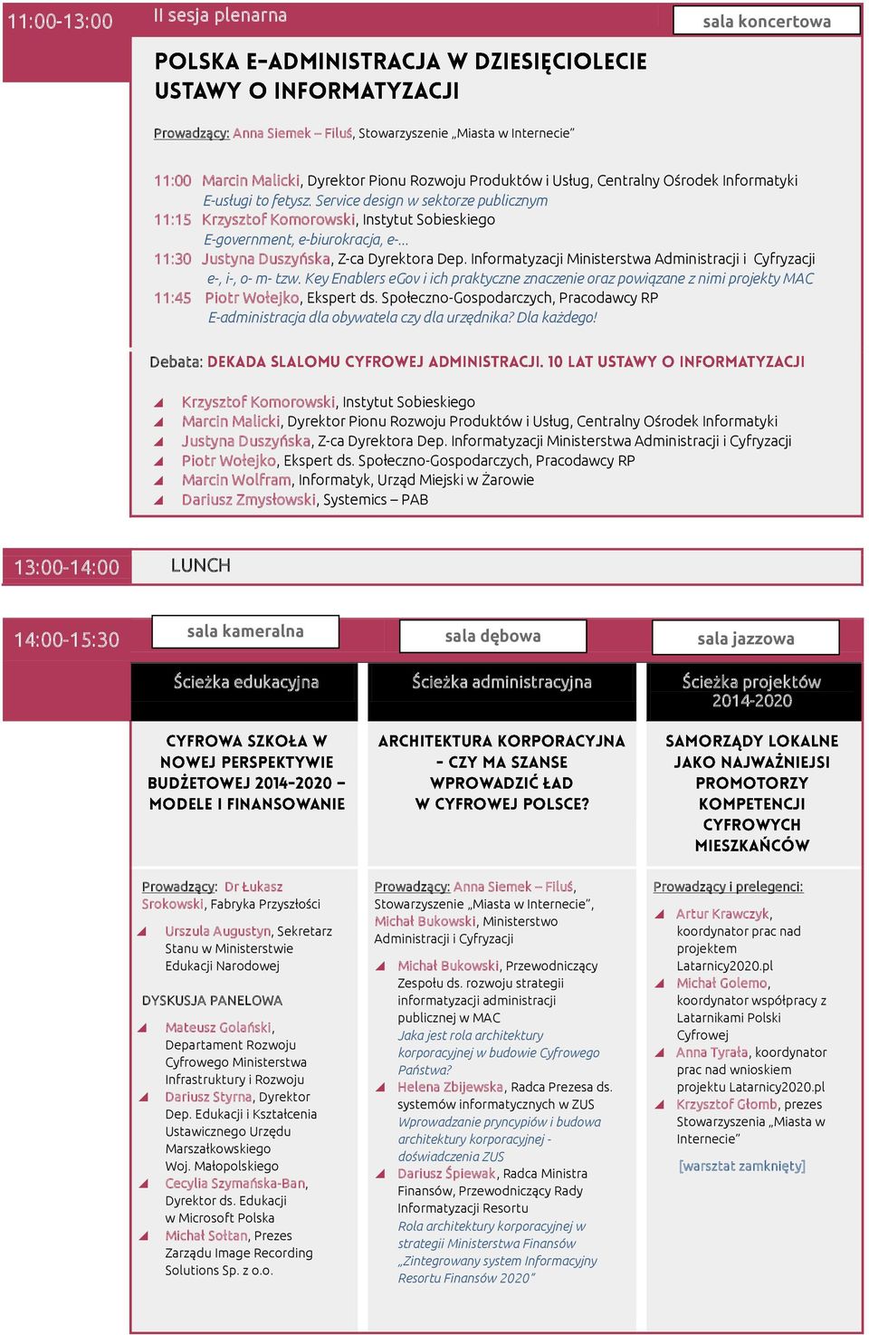 Informatyzacji Ministerstwa Administracji i Cyfryzacji e-, i-, o- m- tzw. Key Enablers egov i ich praktyczne znaczenie oraz powiązane z nimi projekty MAC 11:45 Piotr Wołejko, Ekspert ds.