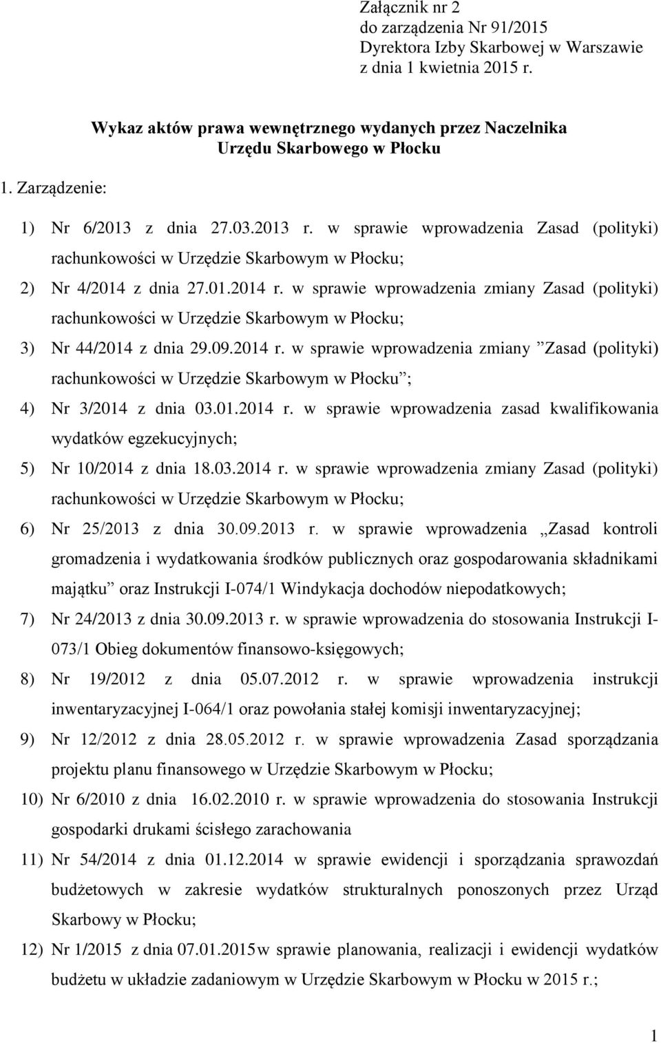 w sprawie wprowadzenia Zasad (polityki) rachunkowości w 2) Nr 4/2014 z dnia 27.01.2014 r.