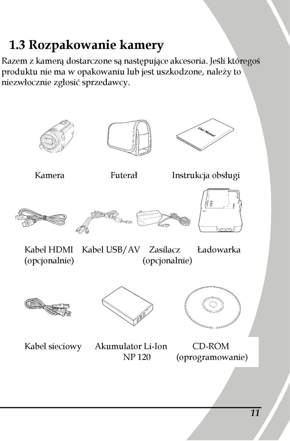 Ca mcorder Kamera Tasch e Futerał Instrukcja Bedienu ngsanlei obsługi tung HDMI-Kabel Kabel HDMI Kabel USB -KUSB/AV abel