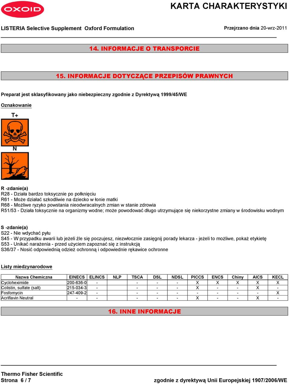 działać szkodliwie na dziecko w łonie matki R68 - Możliwe ryzyko powstania nieodwracalnych zmian w stanie zdrowia R51/53 - Działa toksycznie na organizmy wodne; może powodować długo utrzymujące się