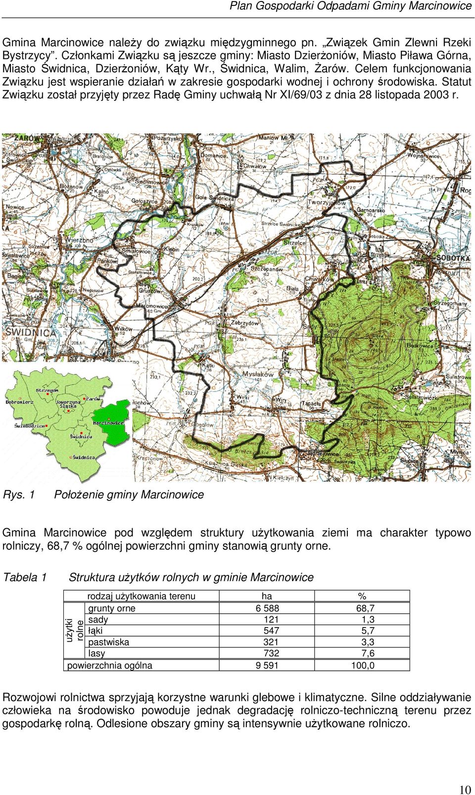 Statut Zwizku został przyjty przez Rad Gminy uchwał Nr XI/69/03 z dnia 28 listopada 2003 r. Rys.