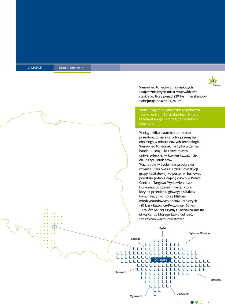 W ciągu kilku ostatnich lat miasto przeobraziło się z ośrodka przemysłu ciężkiego w miasto nowych technologii. Sosnowiec to jednak nie tylko przemysł, handel i usługi.