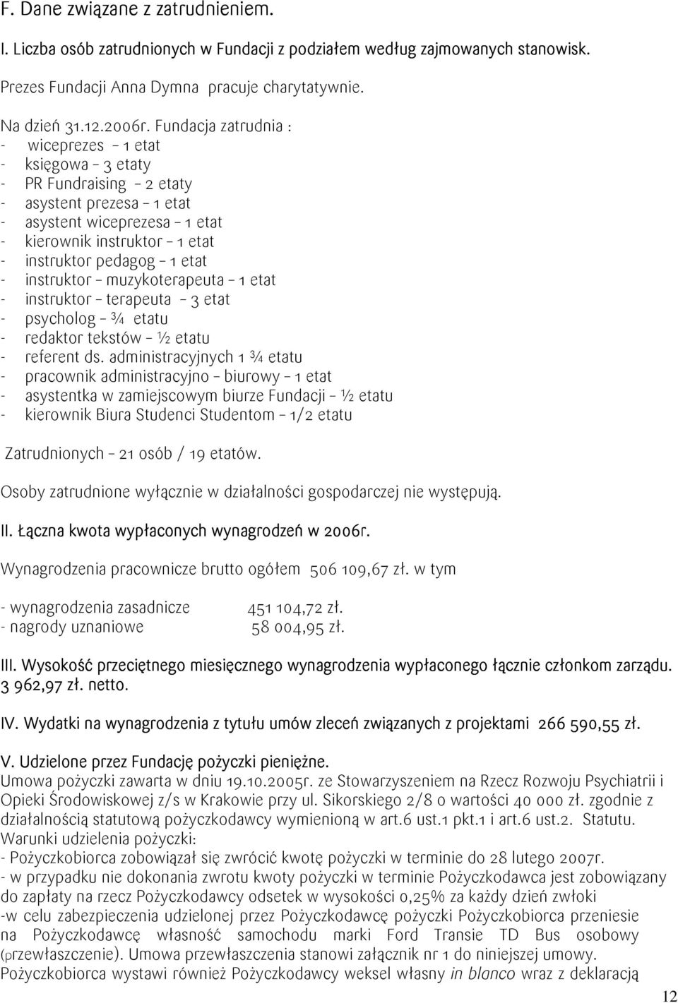 - instruktor muzykoterapeuta 1 etat - instruktor terapeuta 3 etat - psycholog ¾ etatu - redaktor tekstów ½ etatu - referent ds.