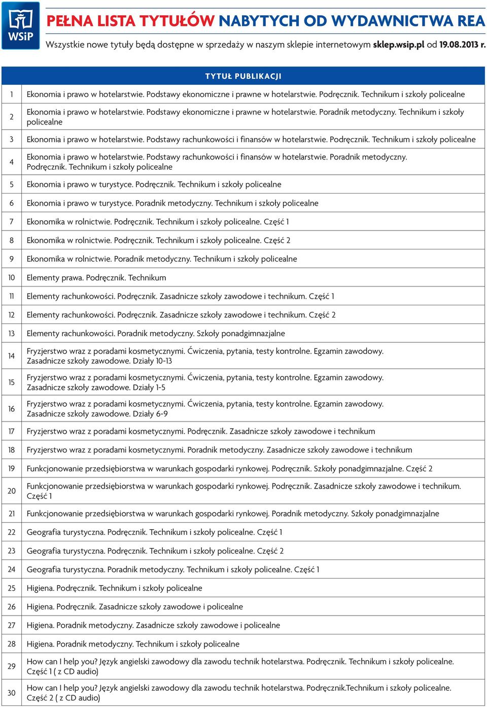 Podstawy ekonomiczne i prawne w hotelarstwie. Poradnik metodyczny. Technikum i szkoły policealne 3 Ekonomia i prawo w hotelarstwie. Podstawy rachunkowości i finansów w hotelarstwie. Podręcznik.