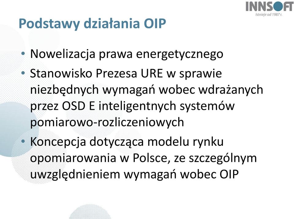 inteligentnych systemów pomiarowo-rozliczeniowych Koncepcja dotycząca