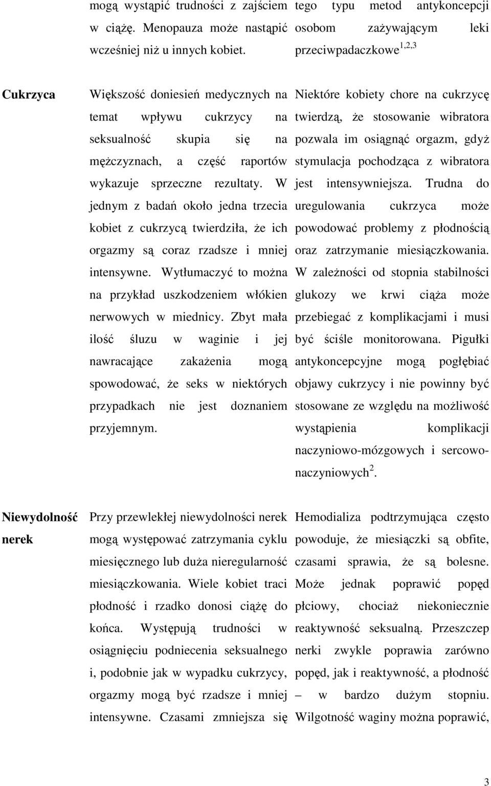 raportów wykazuje sprzeczne rezultaty. W jednym z badań około jedna trzecia kobiet z cukrzycą twierdziła, Ŝe ich orgazmy są coraz rzadsze i mniej intensywne.