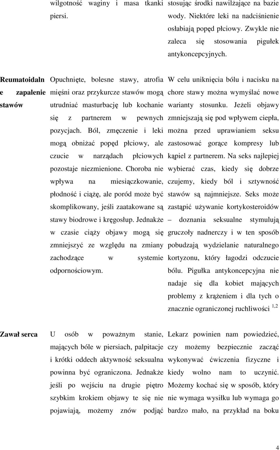 Ból, zmęczenie i leki mogą obniŝać popęd płciowy, ale czucie w narządach płciowych pozostaje niezmienione.