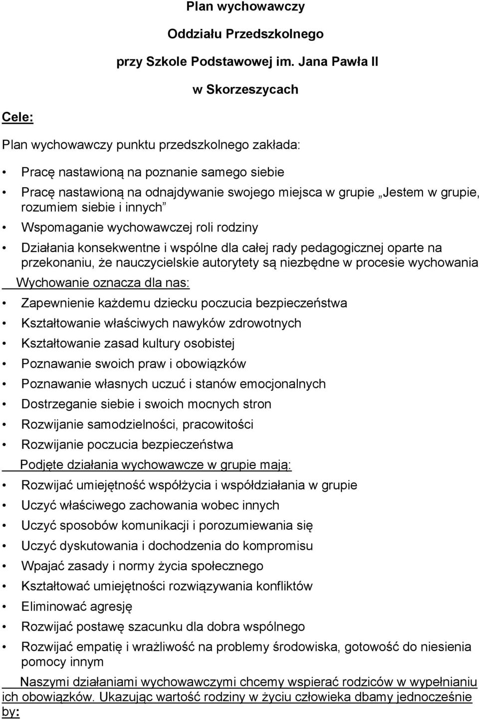 grupie, rozumiem siebie i innych Wspomaganie wychowawczej roli rodziny Działania konsekwentne i wspólne dla całej rady pedagogicznej oparte na przekonaniu, że nauczycielskie autorytety są niezbędne w