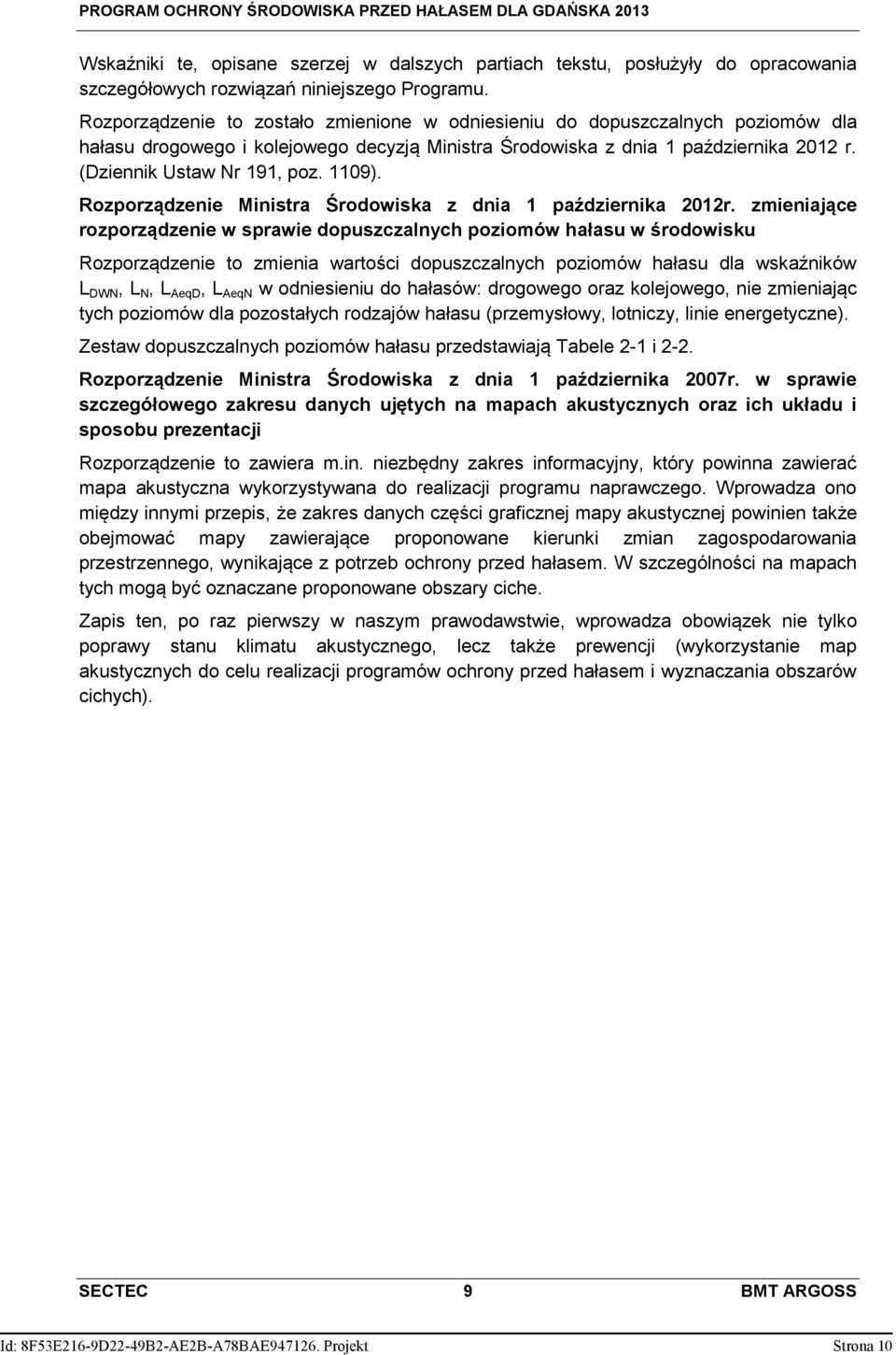 1109). Rozporządzenie Ministra Środowiska z dnia 1 października 2012r.