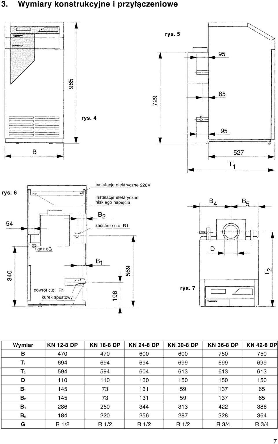 7 Wymiar KN 12-8 DP KN 18-8 DP KN 24-8 DP KN 30-8 DP KN 36-8 DP KN 42-8 DP B 470 470 600 600 750 750 T1 694 694 694 699 699 699