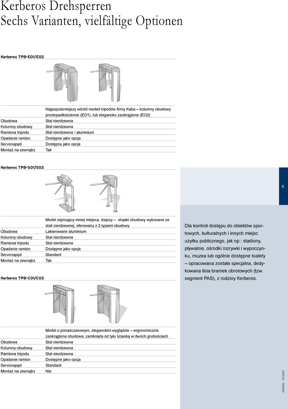 Ramiona tripodu Opadanie ramion Servonapęd Montaż na zewnątrz Kerberos TPB-C01/C03 Model zajmujący mniej miejsca, lżejszy stojaki obudowy wykonane ze stali nierdzewnej, oferowany z 2 typami obudowy