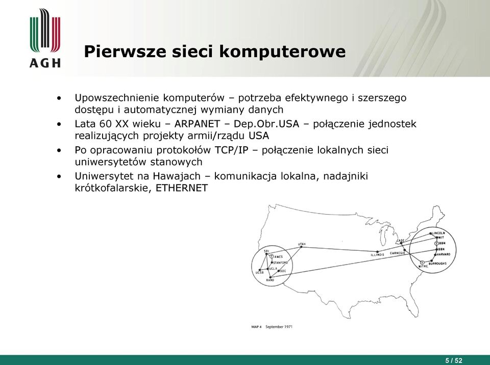 USA połączenie jednostek realizujących projekty armii/rządu USA Po opracowaniu protokołów TCP/IP