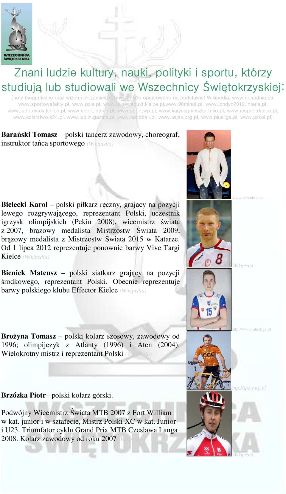 friko.pl, www.respectdance.pl, www.kolarstwo.s24.pl, www.lublin.gazeta.pl, www.handball.pl, www.kajak.org.pl, www.plusliga.pl, www.pzkol.