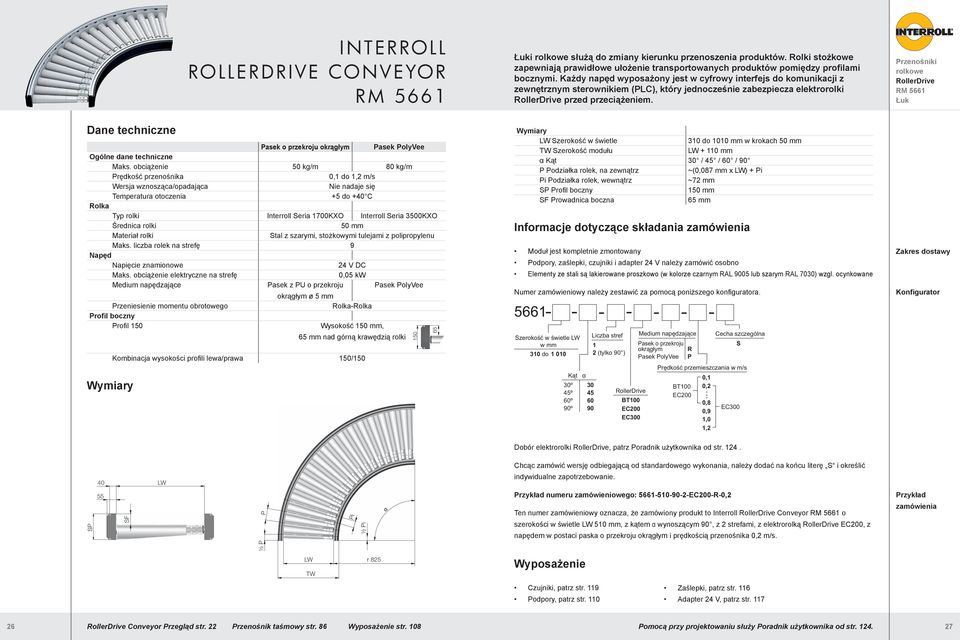 RollerDrive RM 5661 Łuk Dane techniczne Pasek o przekroju okrągłym Pasek PolyVee Maks.