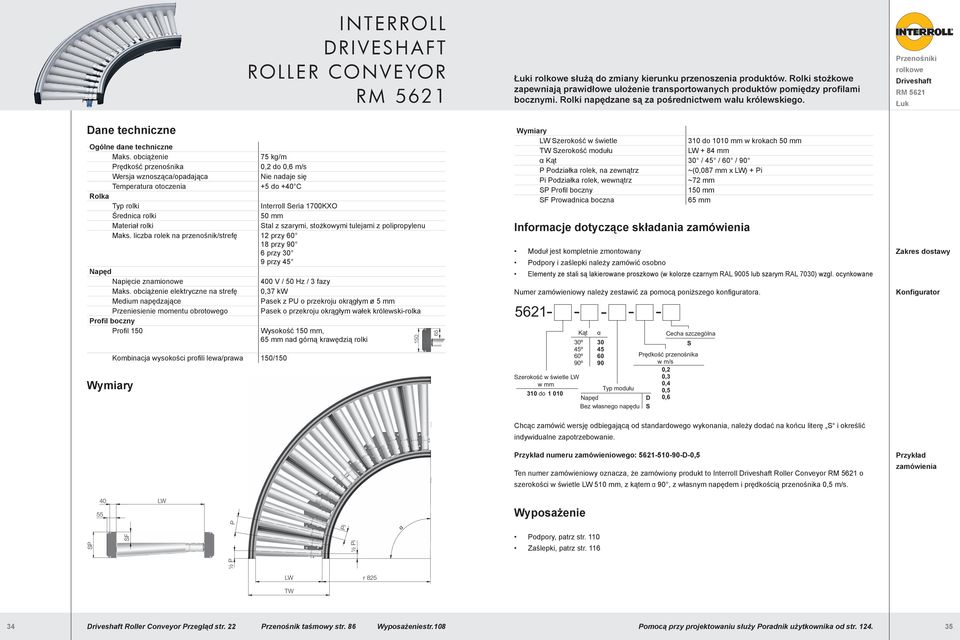 Driveshaft RM 5621 Łuk Dane techniczne Maks.