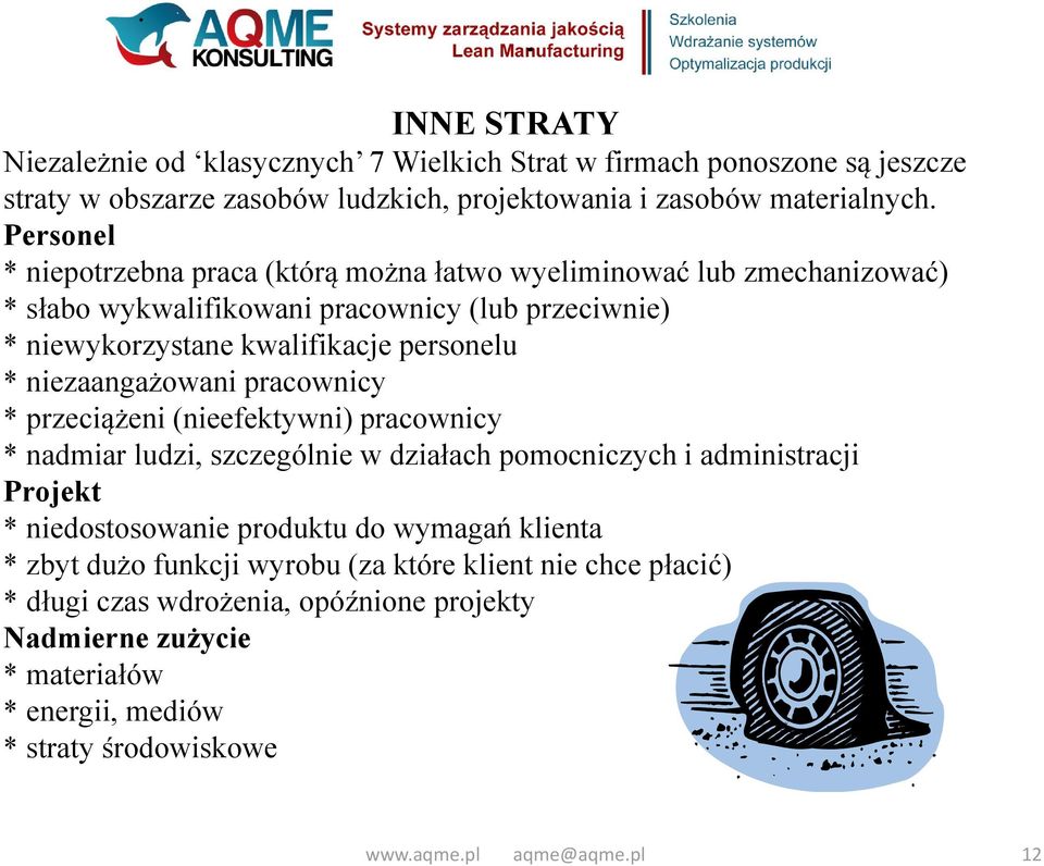 niezaangażowani pracownicy * przeciążeni (nieefektywni) pracownicy * nadmiar ludzi, szczególnie w działach pomocniczych i administracji Projekt * niedostosowanie produktu do