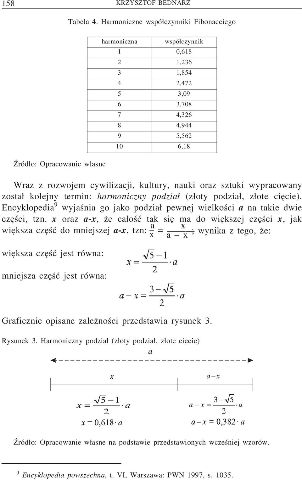 kultury, nauki oraz sztuki wypracowany zosta kolejny termin: harmoniczny podzia (z oty podzia, z ote cie cie). Encyklopedia 9 wyjaśnia go jako podzia pewnej wielkości a na takie dwie cze ści, tzn.