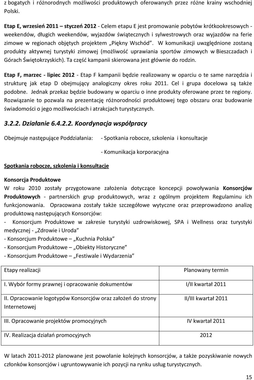 regionach objętych projektem Piękny Wschód. W komunikacji uwzględnione zostaną produkty aktywnej turystyki zimowej (możliwośd uprawiania sportów zimowych w Bieszczadach i Górach Świętokrzyskich).