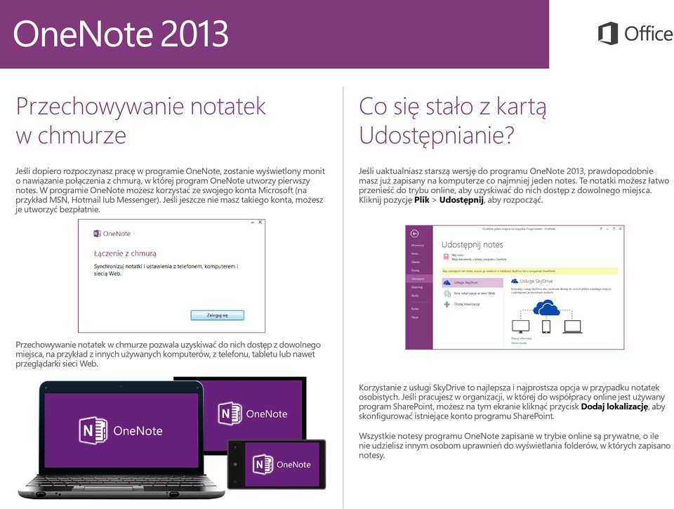 Co się stało z kartą Udostępnianie? Jeśli uaktualniasz starszą wersję do programu OneNote 2013, prawdopodobnie masz już zapisany na komputerze co najmniej jeden notes.