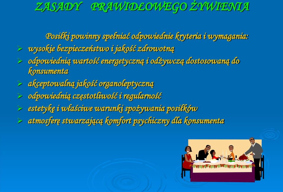 akceptowalną jakość organoleptyczną odpowiednią częstotliwość i regularność estetykę i