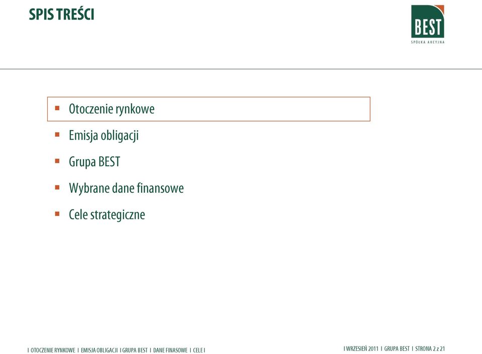 OTOCZENIE RYNKOWE I EMISJA OBLIGACJI I GRUPA BEST I