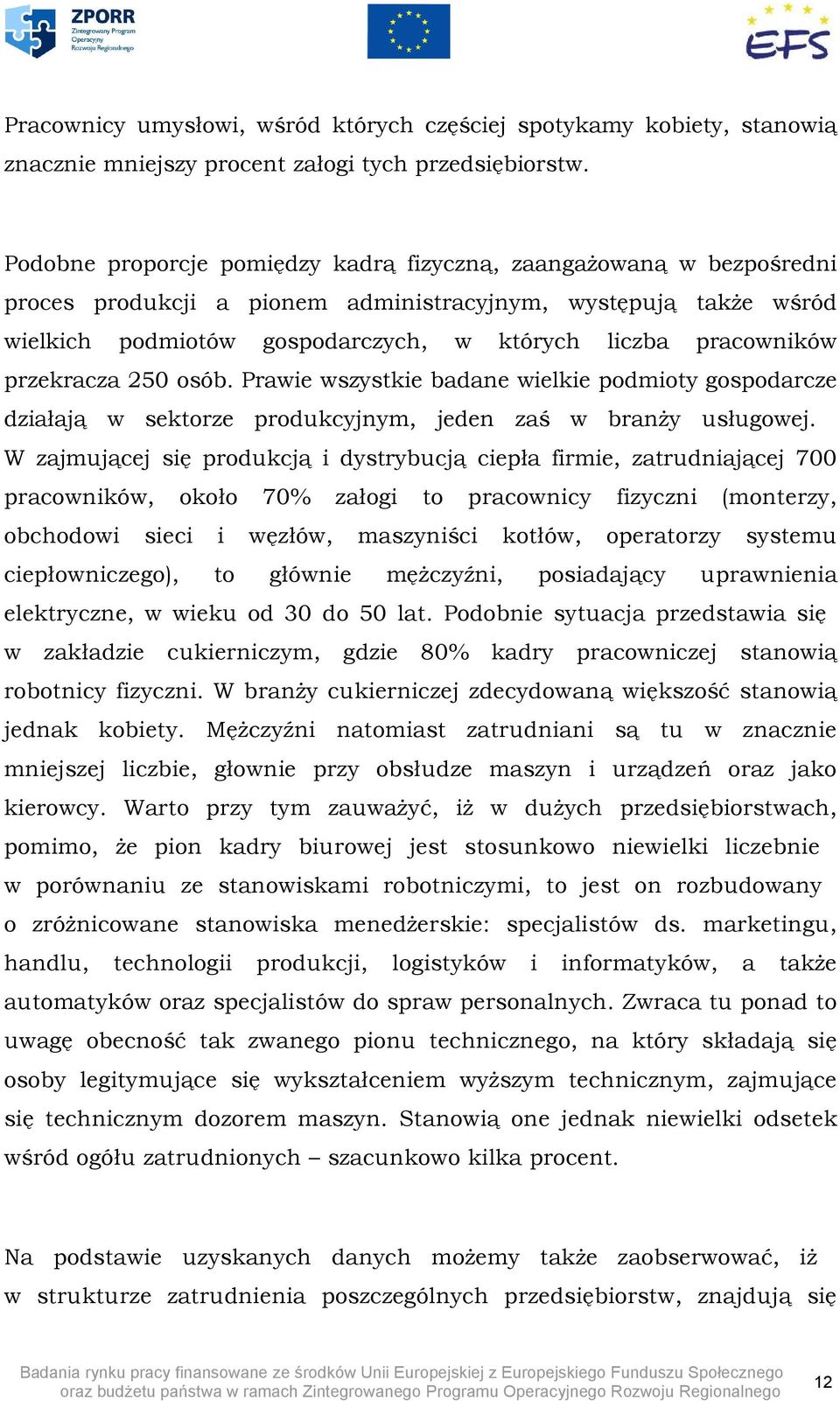 przekracza 250 osób. Prawie wszystkie badane wielkie podmioty gospodarcze działają w sektorze produkcyjnym, jeden zaś w branży usługowej.