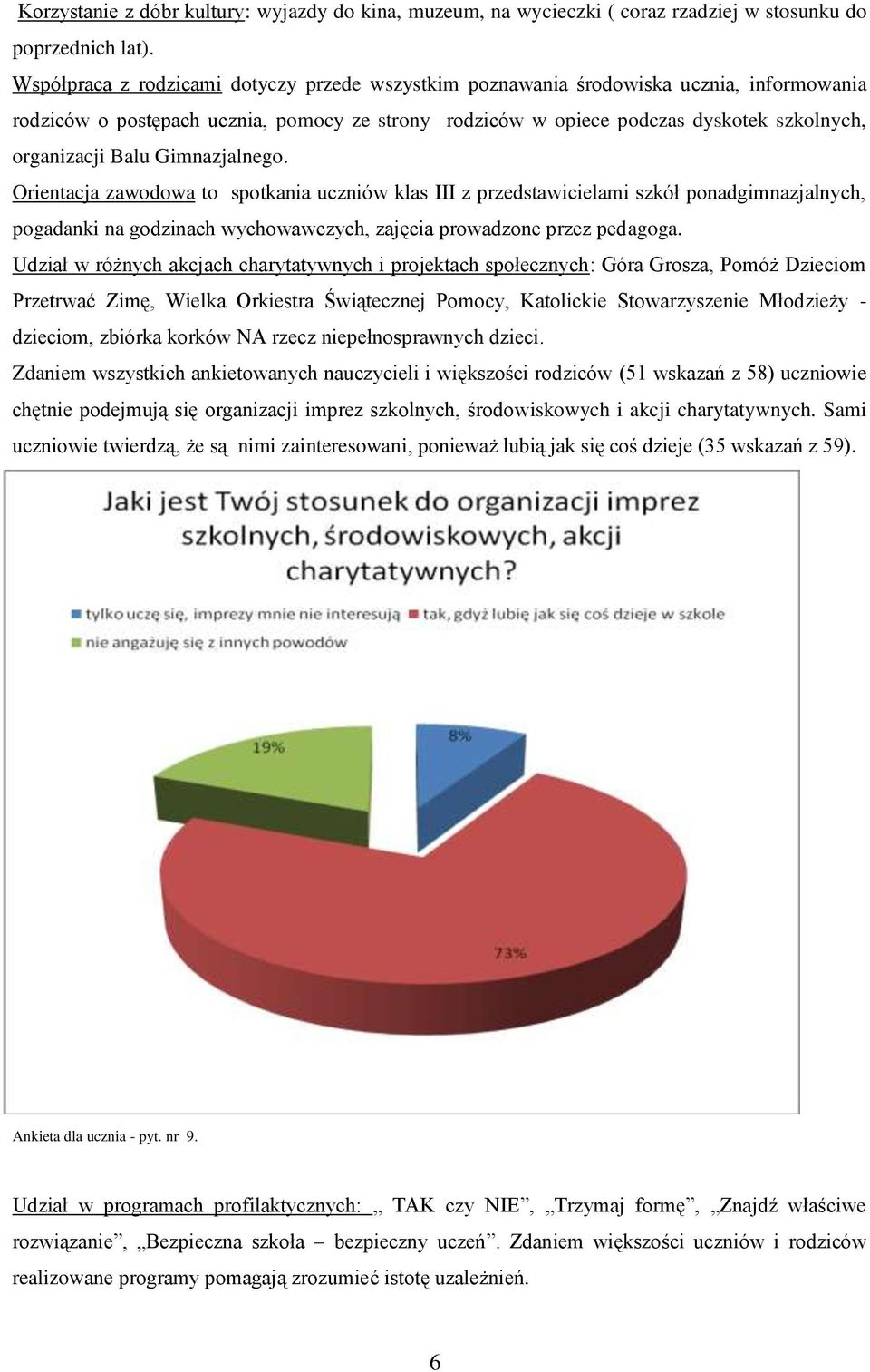 Gimnazjalnego. Orientacja zawodowa to spotkania uczniów klas III z przedstawicielami szkół ponadgimnazjalnych, pogadanki na godzinach wychowawczych, zajęcia prowadzone przez pedagoga.