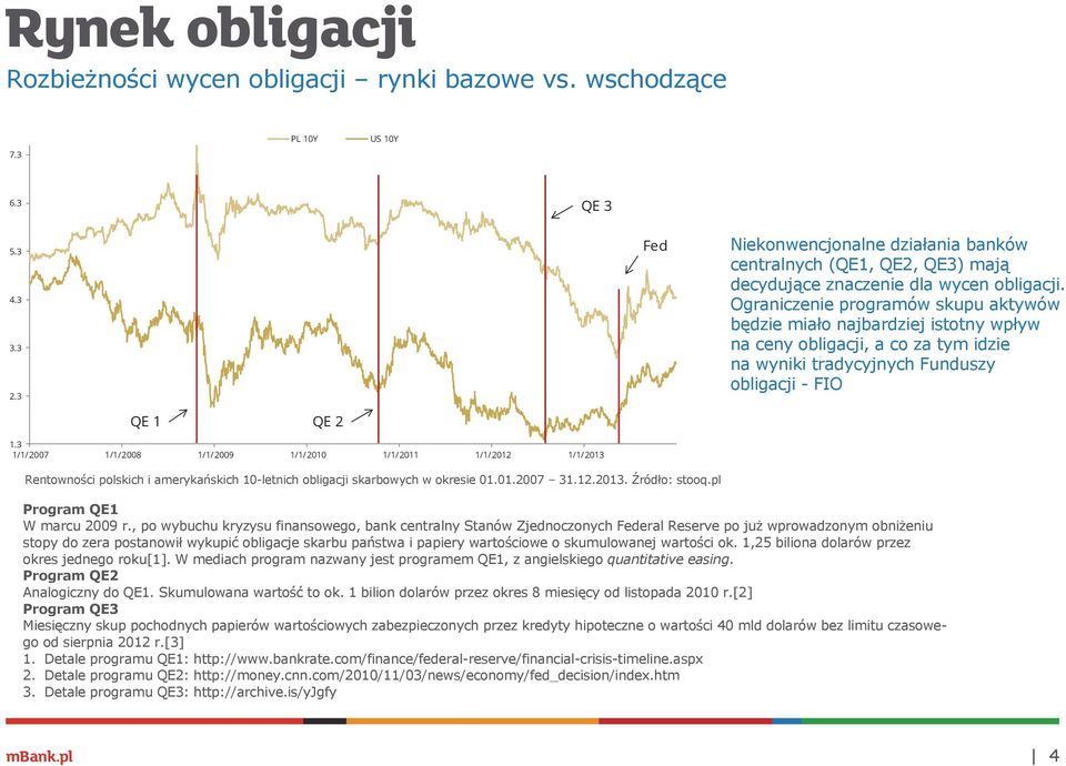 Ograniczenie programów skupu aktywów będzie miało najbardziej istotny wpływ na ceny obligacji, a co za tym idzie na wyniki tradycyjnych Funduszy obligacji - FIO QE 1 QE 2 1.