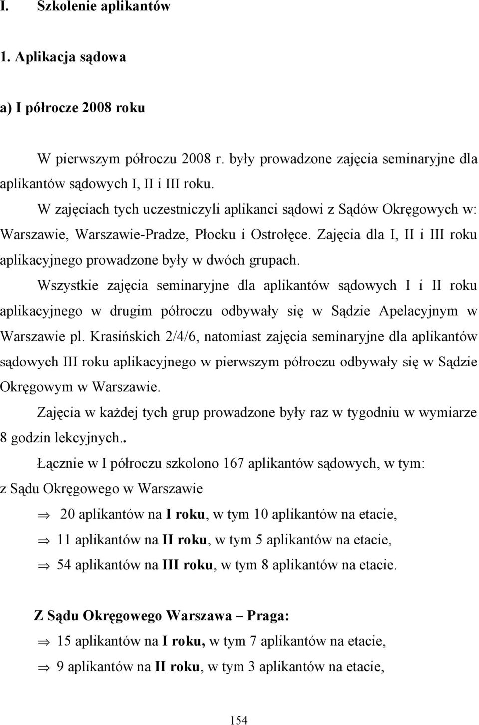 Wszystkie zajęcia seminaryjne dla aplikantów sądowych I i II roku aplikacyjnego w drugim półroczu odbywały się w Sądzie Apelacyjnym w Warszawie pl.