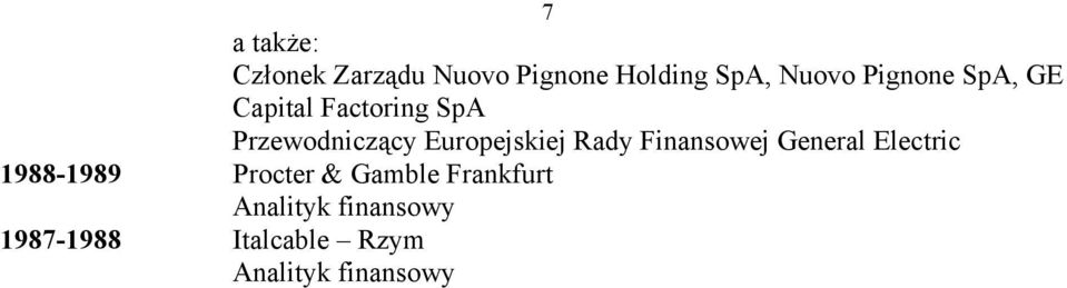 Europejskiej Rady Finansowej General Electric 1988-1989 Procter