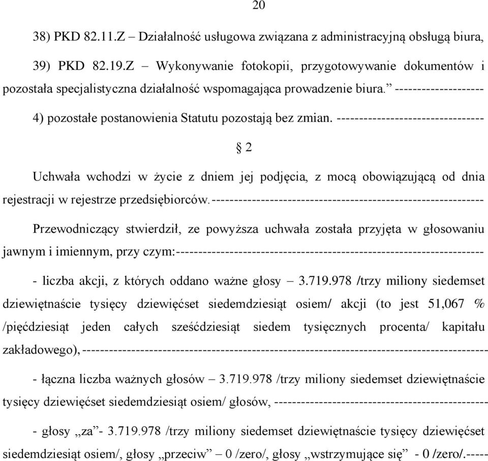 --------------------------------- 2 Uchwała wchodzi w życie z dniem jej podjęcia, z mocą obowiązującą od dnia rejestracji w rejestrze przedsiębiorców.