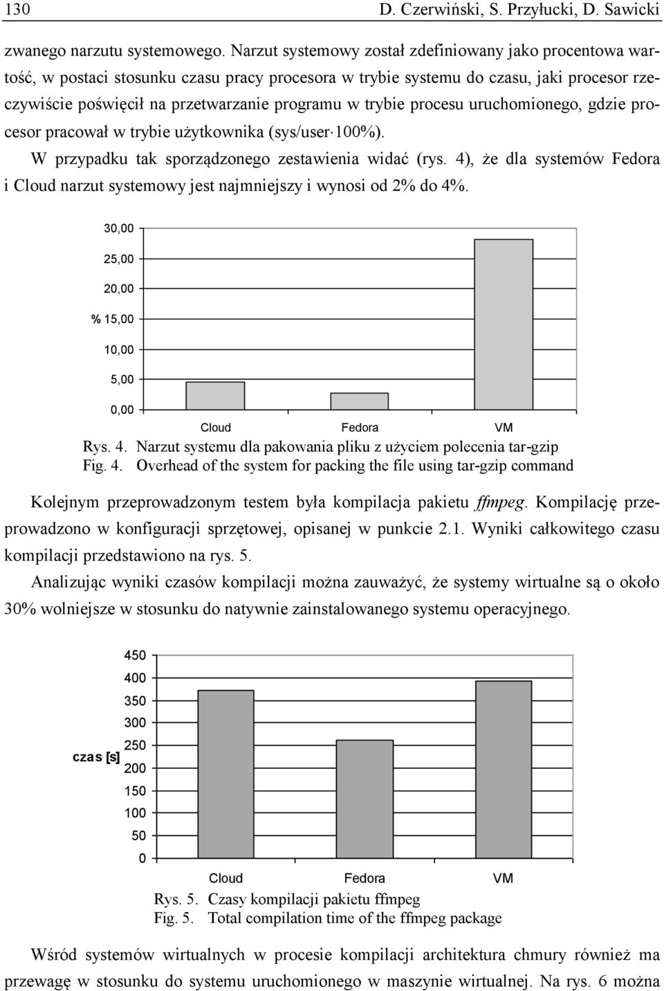 trybie procesu uruchomionego, gdzie procesor pracował w trybie użytkownika (sys/user 100%). W przypadku tak sporządzonego zestawienia widać (rys.