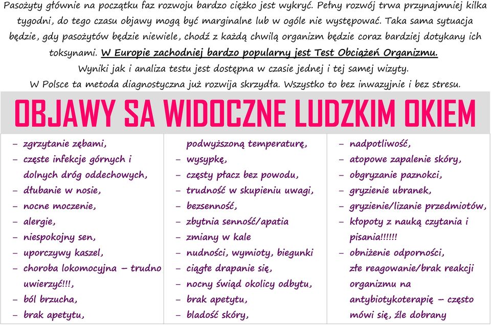 W Europie zachodniej bardzo popularny jest Test Obciążeń Organizmu. Wyniki jak i analiza testu jest dostępna w czasie jednej i tej samej wizyty. W Polsce ta metoda diagnostyczna już rozwija skrzydła.