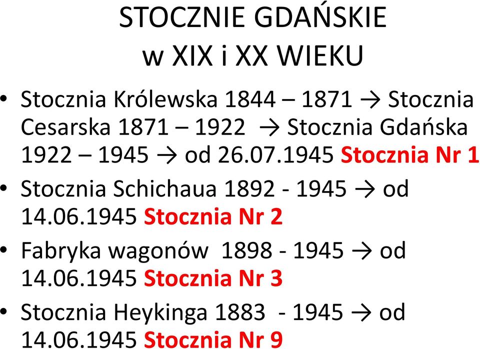 1945 Stocznia Nr 1 Stocznia Schichaua1892-1945 od 14.06.