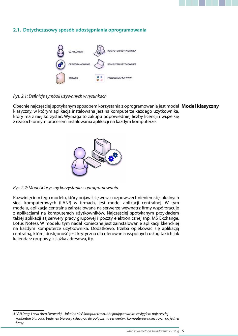 użytkownika, który ma z niej korzystać. Wymaga to zakupu odpowiedniej liczby licencji i wiąże się z czasochłonnym procesem instalowania aplikacji na każdym komputerze. Model klasyczny Rys. 2.
