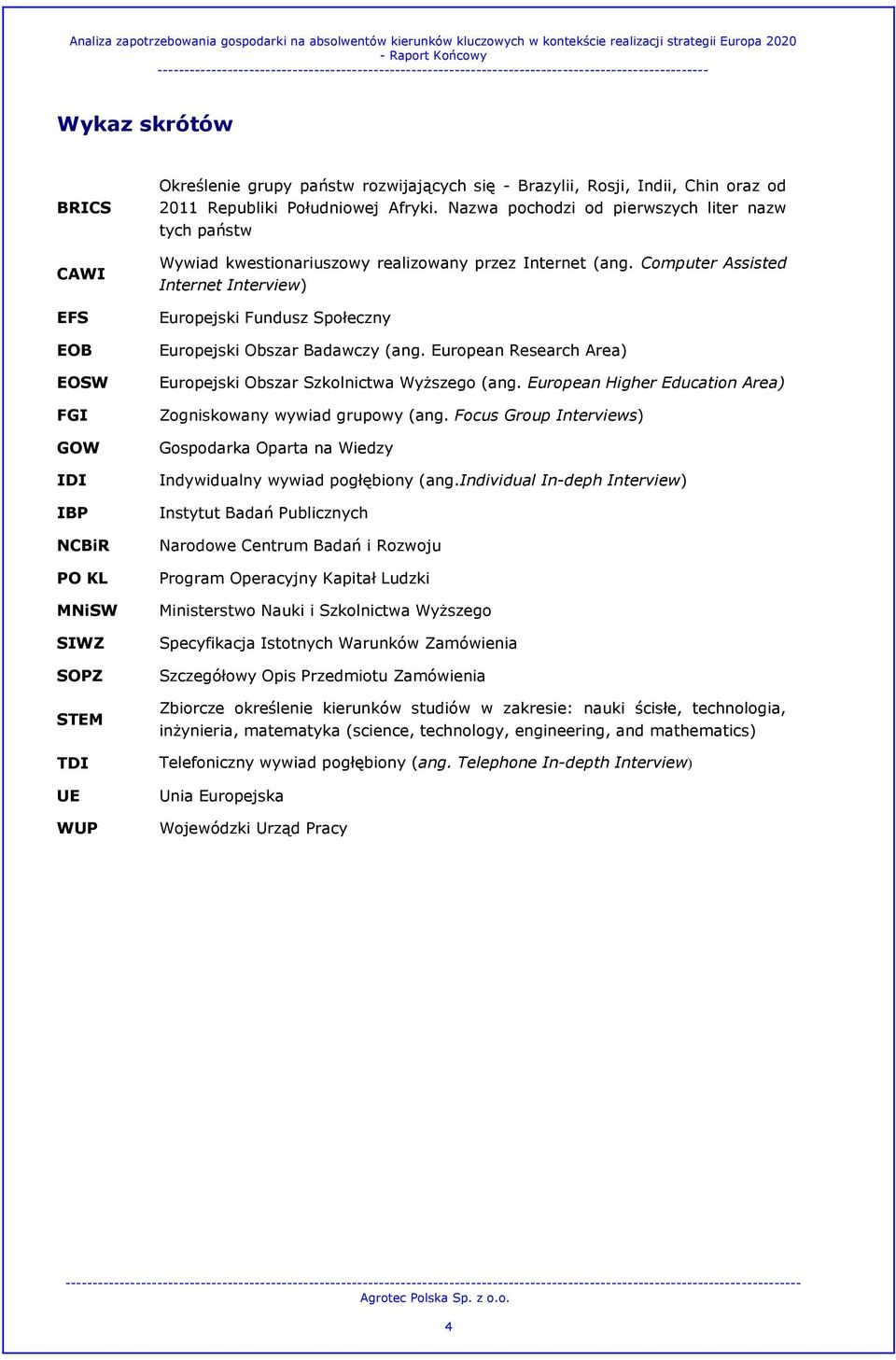 WUP Określenie grupy państw rozwijających się - Brazylii, Rosji, Indii, Chin oraz od 2011 Republiki Południowej Afryki.