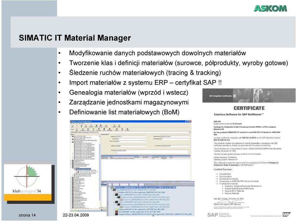 & tracking) Import materiałów z systemu ERP certyfikat SAP!