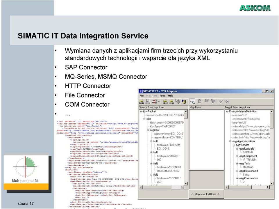 wsparcie dla języka XML SAP Connector MQ-Series, MSMQ Connector