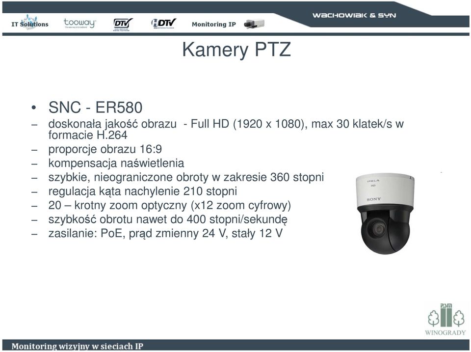 264 proporcje obrazu 16:9 kompensacja naświetlenia szybkie, nieograniczone obroty w zakresie