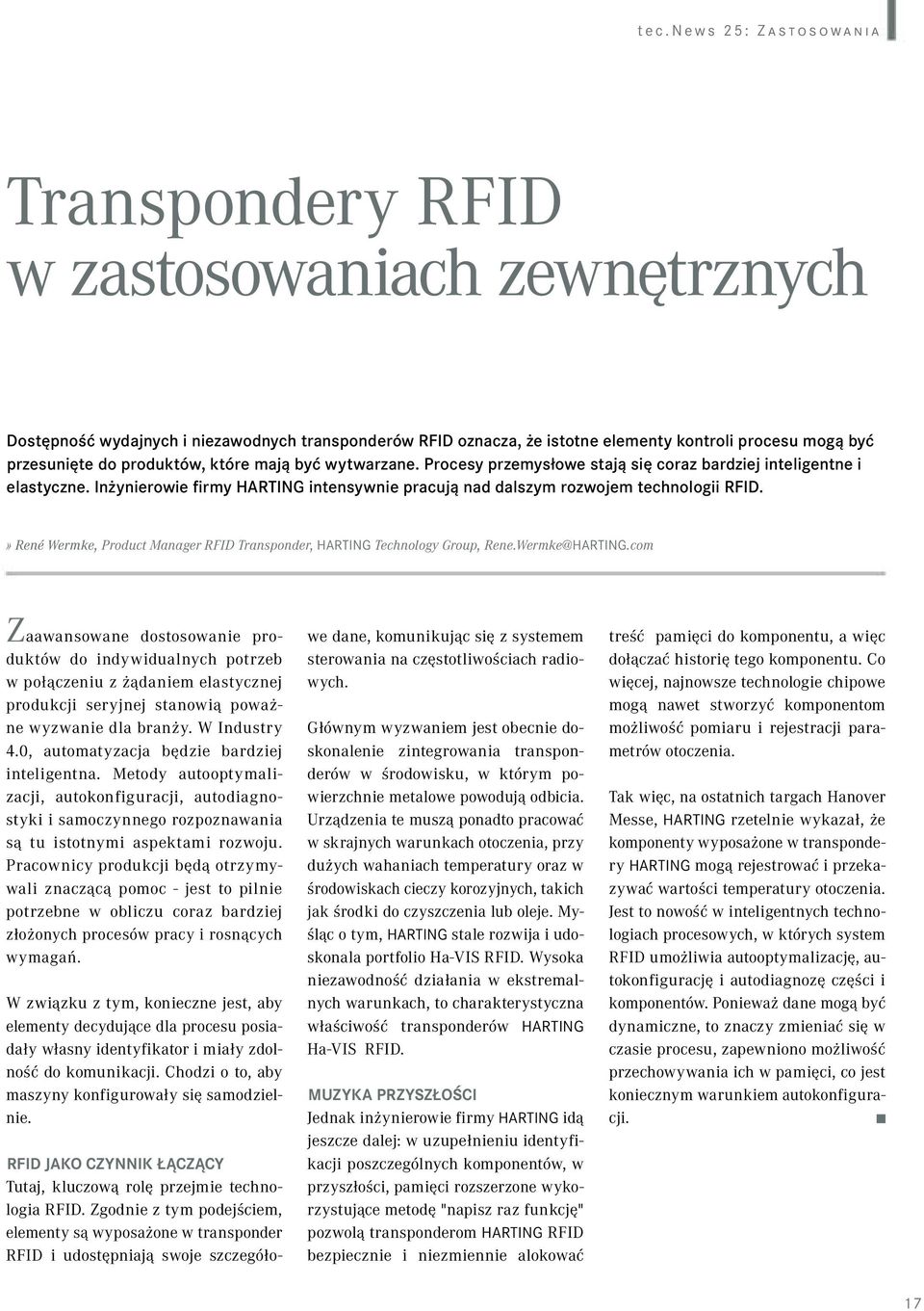 » René Wermke, Product Manager RFID Transponder, HARTING Technology Group, Rene.Wermke@HARTING.