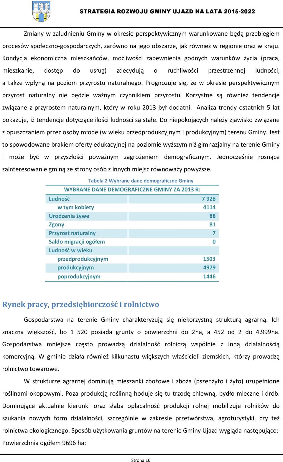 naturalnego. Prognozuje się, że w okresie perspektywicznym przyrost naturalny nie będzie ważnym czynnikiem przyrostu.