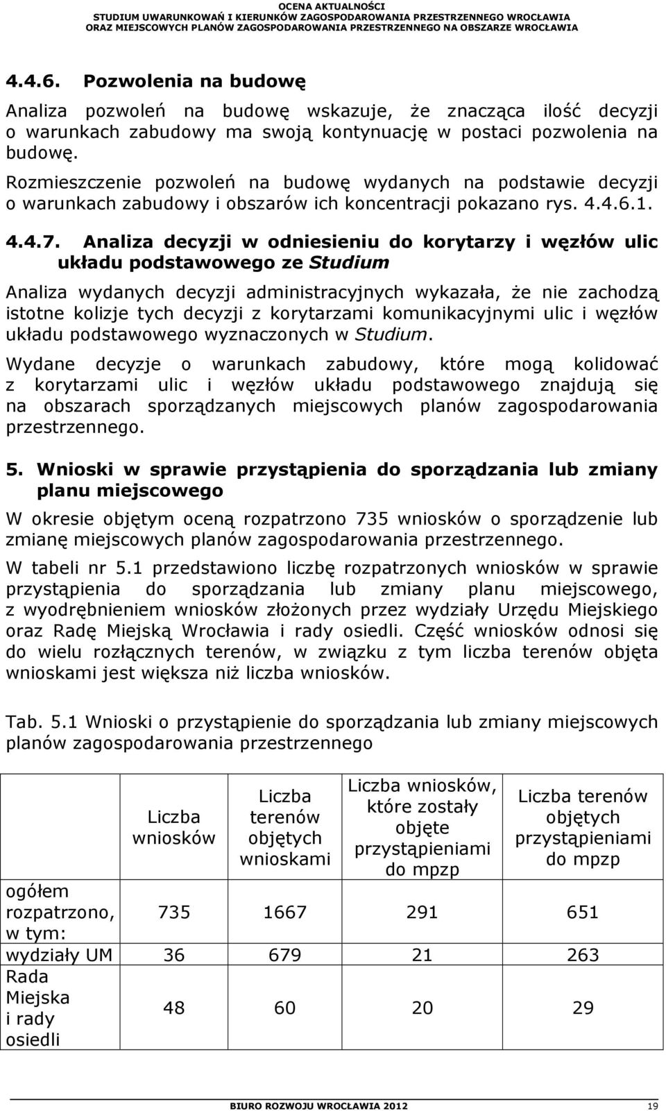 Analiza decyzji w odniesieniu do korytarzy i węzłów ulic układu podstawowego ze Studium Analiza wydanych decyzji administracyjnych wykazała, że nie zachodzą istotne kolizje tych decyzji z korytarzami