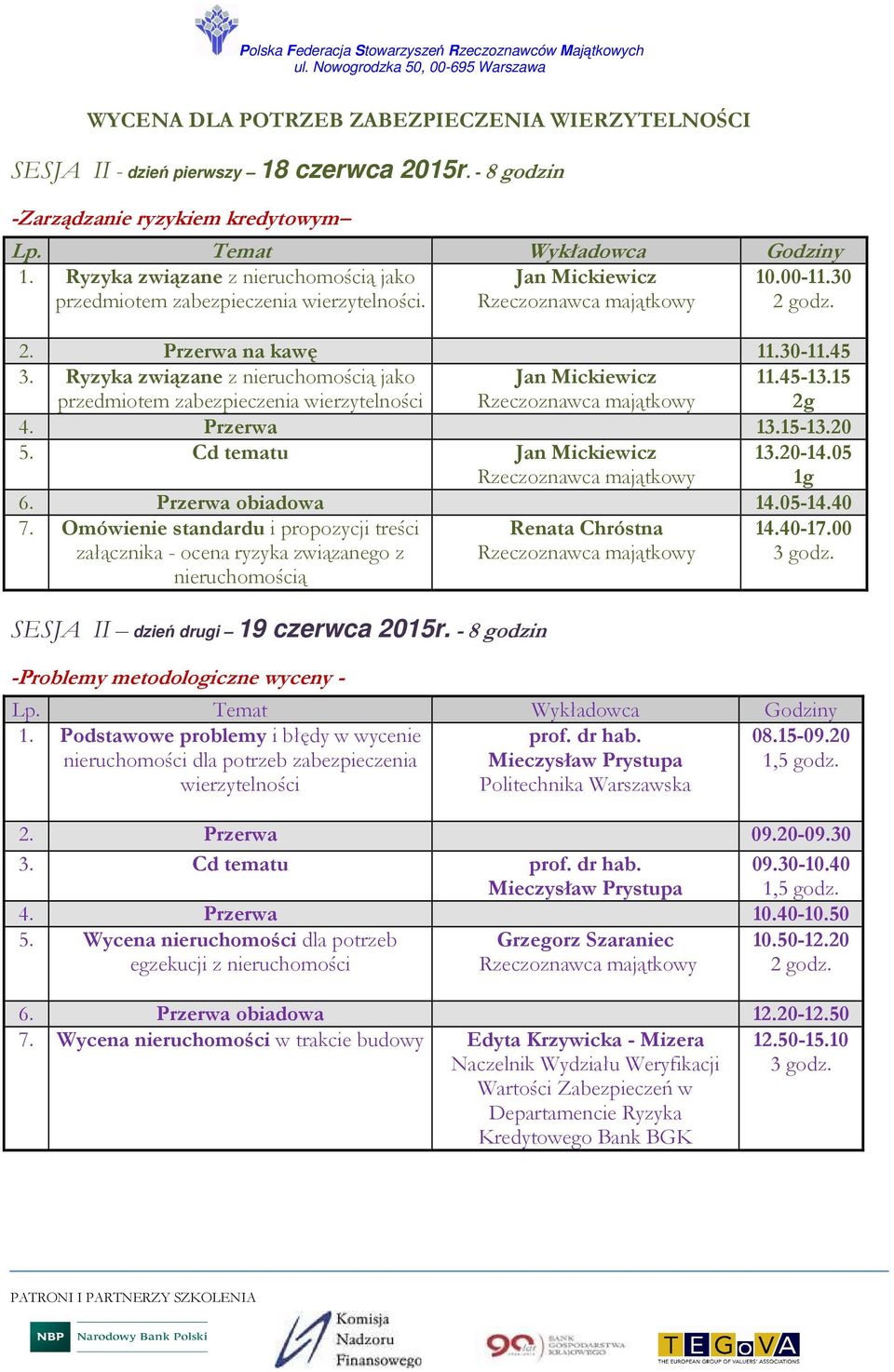 Przerwa 13.15-13.20 5. Cd tematu Jan Mickiewicz 13.20-14.05 1g 6. Przerwa obiadowa 14.05-14.40 7.