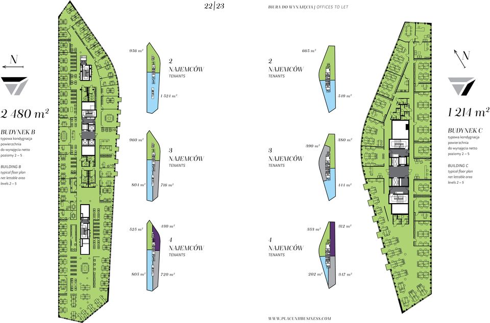 2 804 m 2 716 m 2 3 3 390 m 2 380 m 2 444 m 2 BUDYNEK C typowa kondygnacja powierzchnia do wynajęcia netto poziomy 2 5