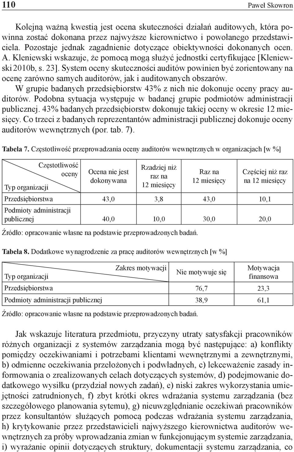 System oceny skuteczności auditów powinien być zorientowany na ocenę zarówno samych auditorów, jak i auditowanych obszarów.