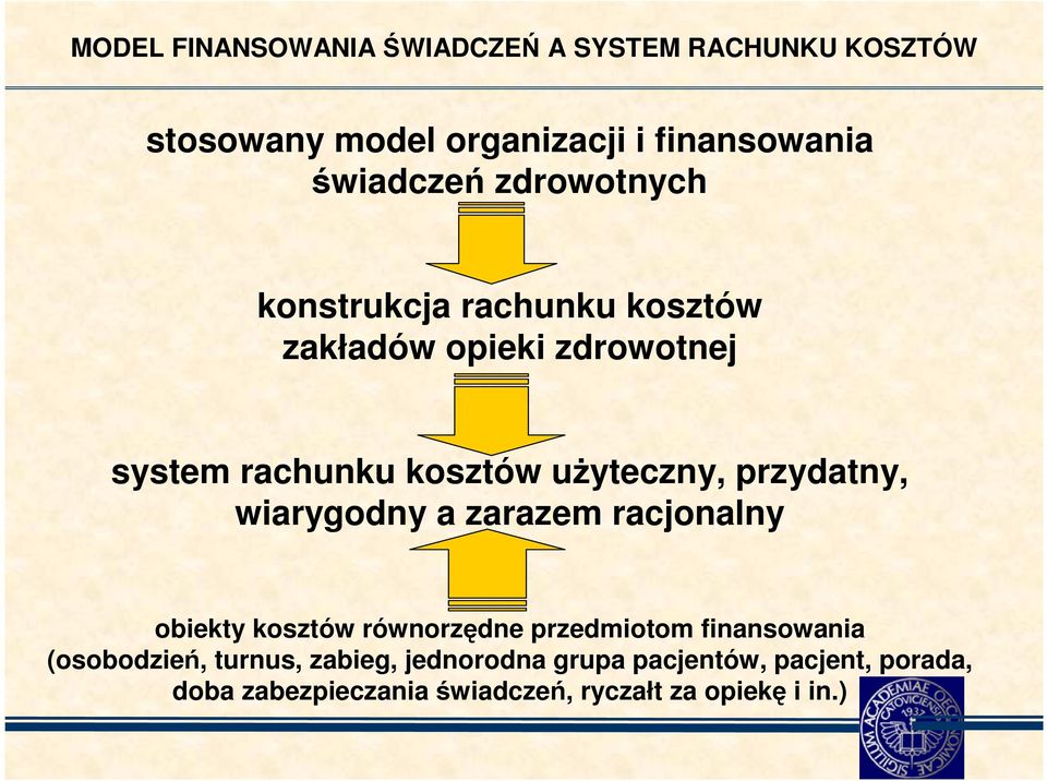 przydatny, wiarygodny a zarazem racjonalny obiekty kosztów równorzędne przedmiotom finansowania (osobodzień,