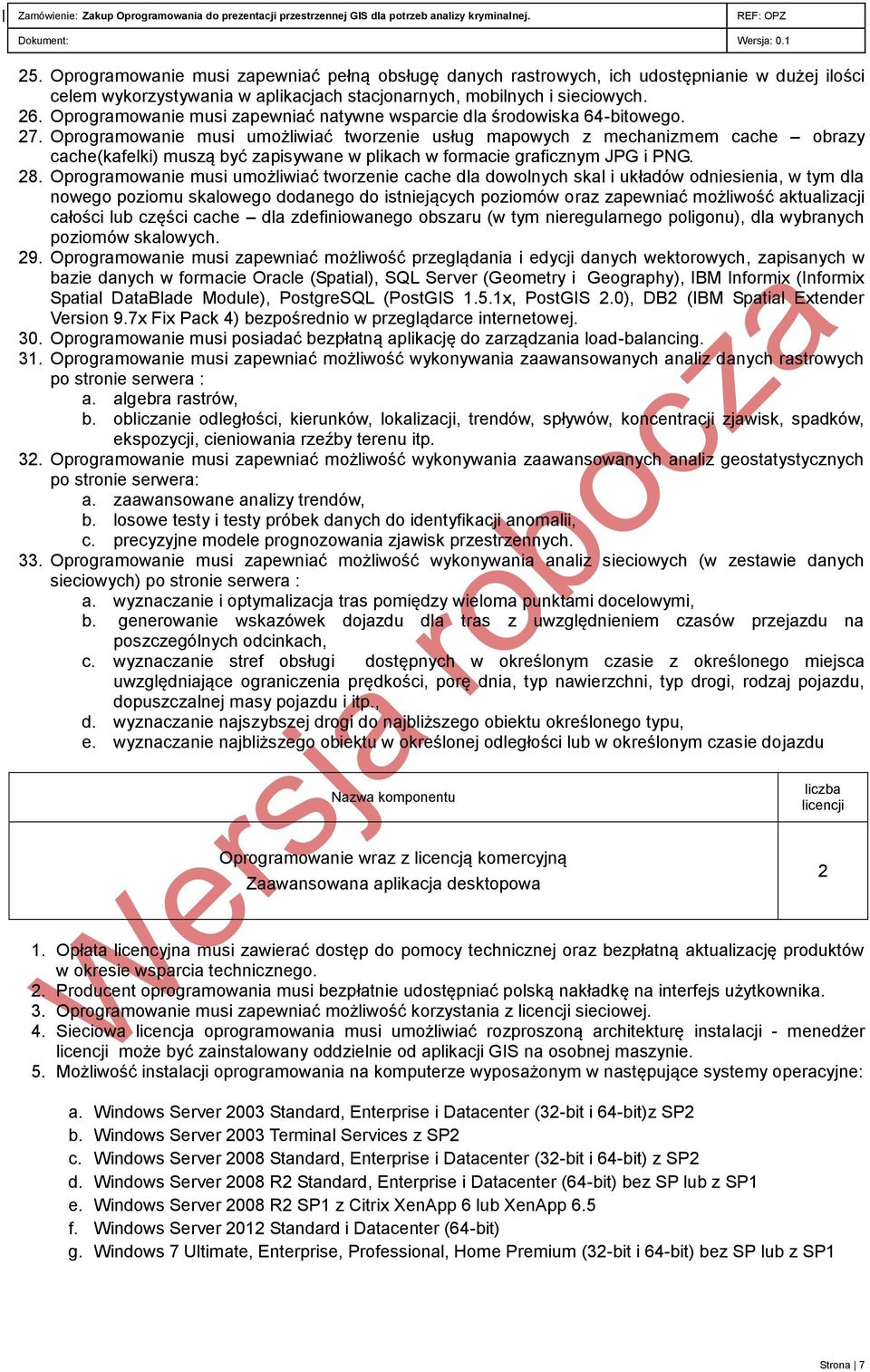 Oprogramowanie musi umożliwiać tworzenie usług mapowych z mechanizmem cache obrazy cache(kafelki) muszą być zapisywane w plikach w formacie graficznym JPG i PNG. 28.