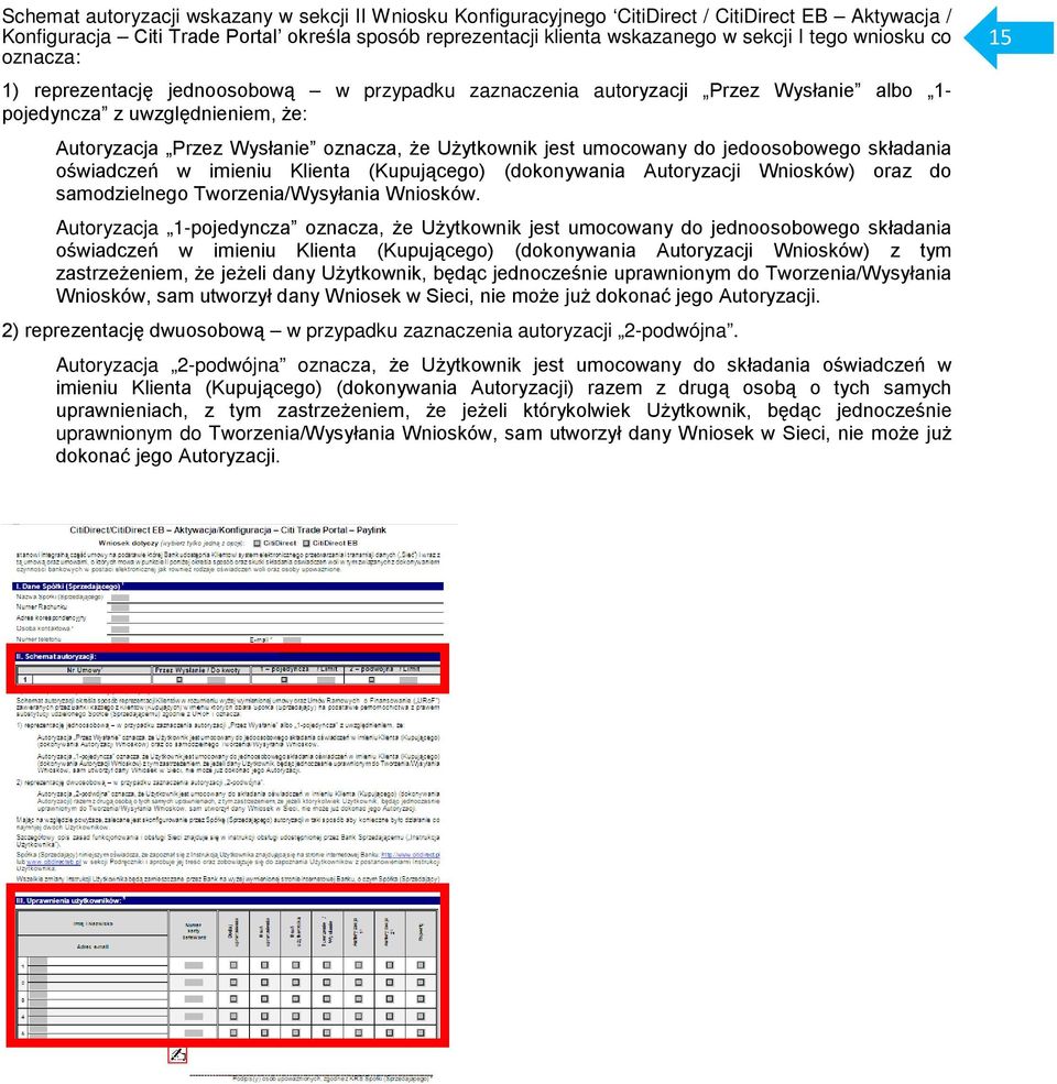 umocowany do jedoosobowego składania oświadczeń w imieniu Klienta (Kupującego) (dokonywania Autoryzacji Wniosków) oraz do samodzielnego Tworzenia/Wysyłania Wniosków.