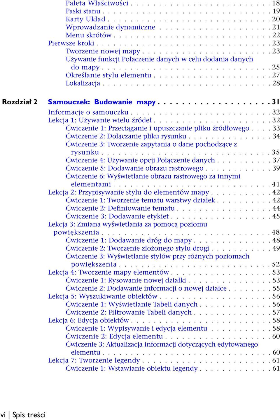 ............................. 25 Określanie stylu elementu..................... 27 Lokalizacja.............................. 28 Rozdział 2 Samouczek: Budowanie mapy................... 31 Informacje o samouczku.